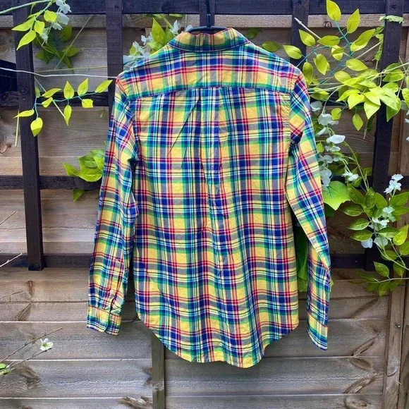 Polo Ralph Lauren yellow multicoloured checkered shirt XS - Picture 2 of 3